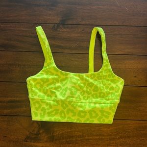 Beach Riot Leah Neon green animal print sports bra top